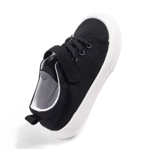Spring Simple Trendy Kids Soft Sole White Canvas Sports Shoes