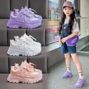Spring Sports Shoes Boys’ and Girls’ Summer Casual Children’s Shoes with TPU Upper and Rubber Soles
