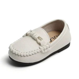 Spring Summer Boys and Girls Antislip Bean Children’s Loafer Shoes Velcro Outdoor Slip-ons Casual Kids Leather Shoes