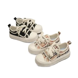 Spring Summer Children’s New Black Fashion Breathable Thick Sole Casual Sports Canvas Shoes