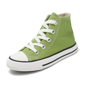 Spring Summer Fashion Trend Anti-slip Flat Thick Zip Lace up Solid Canvas Sneakers High Top Kids Shoes Casual Shoes