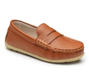 Spring Summer Flat Casual Toddler Girl Loafer Unisex Brown Leather Shoes for Kids