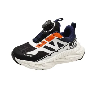 Spring Summer New Children Boys’ Breathable Mesh Rotating Buckle Anti Slip Sports Shoes Kids Girls Running Casual Shoes