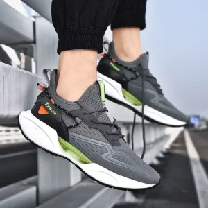 Spring Summer New Mens Running Shoes Breathable Mesh Upper Solid PVC Outsole Hollowed Out Soles Trendy Lace Up Design
