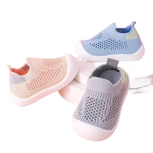 Spring Summer Toddler Shoes Breathable Knitted Kids Sneakers Boys Slip on Tennis Girls Soft Non Slip School Casual