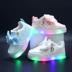 Spring and Autumn Casual Shoes for Girls Princess Soft Bottom Sneakers with Comfortable Bow Children’s Shoe