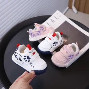 Spring and Autumn Children’s Baby Breathable Cartoon Panda Toddler Walking Shoes Infant Outdoor Sport Sneaker
