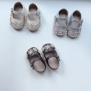 Spring and Autumn Girls Shoe Cute 3D Flower Infant Walking Shoes Velcro Baby Princess Shoes