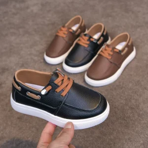 Spring and Autumn Lightweight Versatile Boys’ Loafers Soft Soles Kids’ Casual Board Shoes Breathable Children’s Pu Shoes