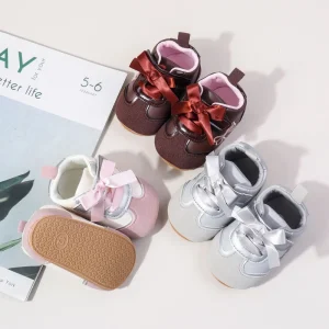 Spring and Autumn New Baby Sports Shoes Bow Rubber Sole Non-slip Ballet Style Walking Shoes