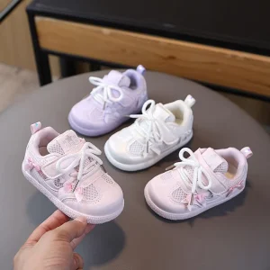 Spring and Autumn New Breathable Sweet Butterfly and Children’s Soft Bottom Casual Comfortable Single Shoes