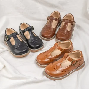 Spring and Autumn New Children’s Small Leather Shoes Casual Fashion Retro British Style Wear Resistant Rubber Sole Girls