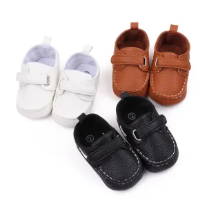 Spring and Autumn Solid Color Leather with Soft Bottom Baby Toddler Shoes for Boys and Girls