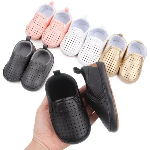 Spring and Summer Infants Shoes Hollowed Out Classic Breathable Leisure Baby Toddler Peas Shoes for 0-1 Years Old Boys and Girls