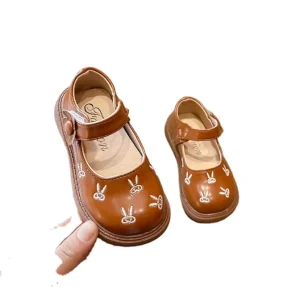 Spring new children’s princess dress flower shoes soft sole performance embroidered rabbit dress shoes for girls