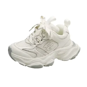 Spring summer Children Boys Girls Genuine Leather Mesh Sneaker Fashionable Lightweight Kids Breathable Running Sports Shoes