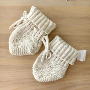 Square Fonda Cozy Warm Organic Cotton Knit Ankle Booties with Slip On Closure for Newborn Baby Infant Toddler Boys Girls Winter