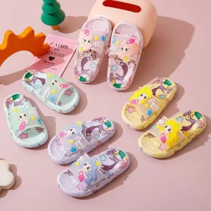 Squeaky Soft Non slip PVC Children Slippers Summer Collection Adorable Cartoon Mermaid Design Soft Sole