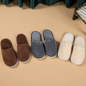 Stock Coral Fleece Fabric 100 Pairs One Carton Soft Hotel Disposable Washable Spa Slipper