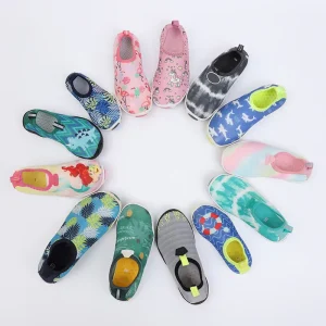 Stretch Fabric Printed Upper Lightweight Breathable Anti-Slip Unisex For Kids Beach And Swimming Shoes