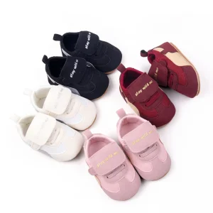 Sturdy Soft Flat TPR Soles New Design Solid Color Casual Infant Shoes All Seasons Toddler Walking Shoes for Boys and Girls