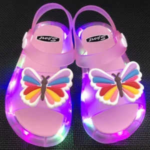 Stylish LED Light Jelly Summer Sandals for Kids Glowing Slippers for Toddlers for Princess for Southeast Asia