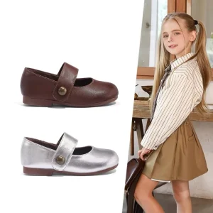 Stylish Leather Spring Autumn Casual Soft Sole Velcro Princess Shoes for Children’s Girl
