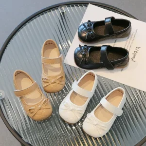Stylish Lightweight Versatile Trendy Chic Elegant Graceful Kids Girl Shoes Bow Decorated Casual Dressing Shoes