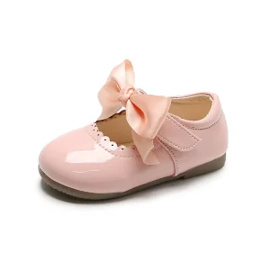 Stylish Spring Autumn Children Shoes PU Leather Bow Cute Sweet Flat Dancing Princess Baby Girl Shoes