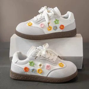 Stylish Spring Autumn Kids Flat Sneakers Flower Fashion Girls Board School Shoes