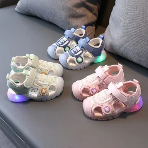 Summer Adjustable Strap Soft Bottom LED Light Up Children’s Sandals for Kid Girls and Boys
