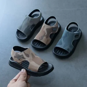 Summer Ages 1-16 Kids Beach Shoes Non Slip Children’s Casual Footwear New Wear Resistant Soft Sole Velcro Boys Sandals