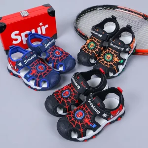 Summer Anticollision Velcro Design Kids Sandals for Boys Soft Soled Spider Man Outdoor Children’s Sports Sandals