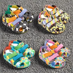 Summer Baby Boy Unique Print Jelly Sandal for Kids Outdoor Fabric Straps Girl Fabula Beach Colorful Children’s Shoes