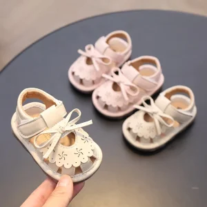 Summer Baby Breathable Anti Slip Soft Soled Princess Closed Toe Kid Sandals Hook Loop Closure Walking Shoes