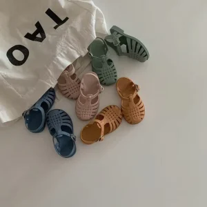 Summer Baby Girl Jelly Shoes Cow Leather Sandals Toddler Outdoor Beach Jelly Shoes