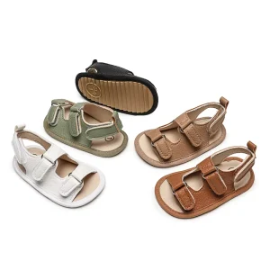 Summer Baby Sandals Baby Shoes PU Rubber Bottom Sole Anti Slip Infant First Walker Baby Boy Girl Sandals 0-18M