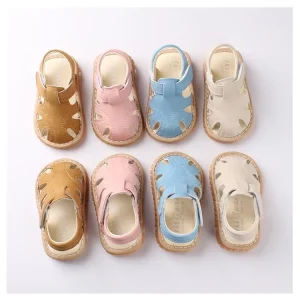 Summer Baby Sandals Squeaky Shoes Boys Girls Walking Shoes Solid Color Velcro Baby Shoes