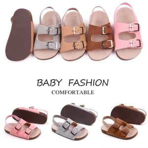 Summer Baby Slippers With Elastic Straps Non-Slip Soft Sole Toddler & Infant Sandals Walking Shoes for 0-12 Months Old