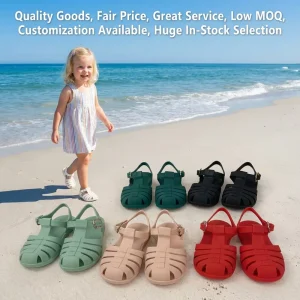Summer Baby Toddler Roman Sandals Kids Soft PVC Closed Toe Beach Water Shoes Non slip Casual Sandals
