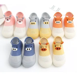 Summer Baby Toddler Sock Shoes Barefoot Non-Skid Slipper Boys Girls First Walking Shoes Cotton Mesh Breathable Sneakers M3497