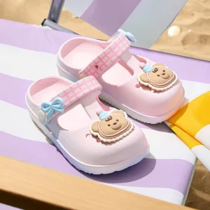 Summer Beach Cute Cartoon Decorative Slippers Baby Girls Sandals Thick Soles Waterproof Non-Slip Deodorant Children’s Shoes