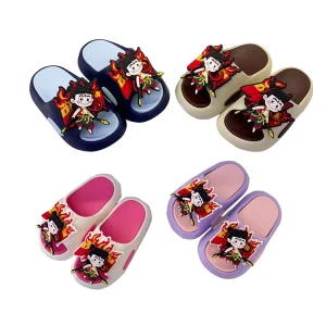 Summer Beach Nezha Cartoon Pattern Breathable Anti Slip Lightweight EVA Slides Unisex Kids Slippers Sandals