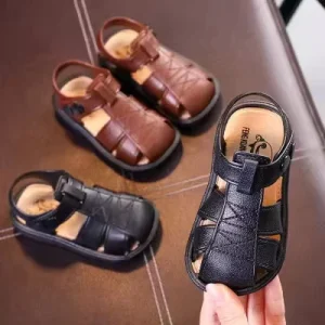 Summer Boys’ Ankle Buckle Sandals 1 4 Year Olds Baby & Toddler Walking Shoes Non Slip Solid Color PVC Outsole