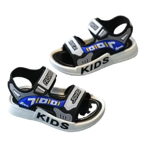 Summer Boys Thick Sole Sandals with Double Magic Tape Cute Cartoon Design Non Slip Soft Sole Outdoor Beach Shoes Kids