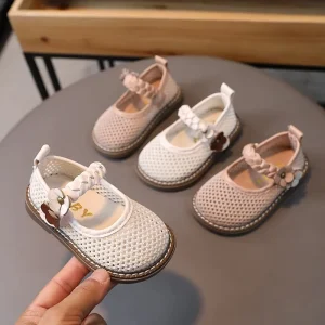 Summer Breathable Children Princess Shoes with Hook & Loop Floral Baby Kids Dress Shoes New Sweet Sandals for Girls