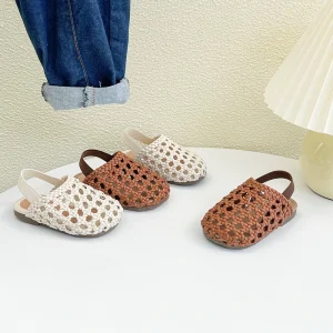 Summer Brown Baby Girls Sandals PU Upper White Children’s Summer Footwear Walking Styles Toddler Cute Kids Beach Shoes