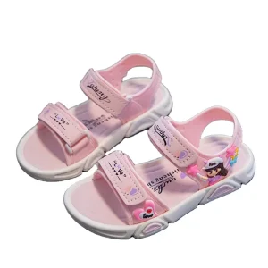 Summer Cartoon New Style Beach Sandals Fashion Cute Princess Children’s Trendy Soled Kids Girl Shoes Sweet Pink Designer Sandals