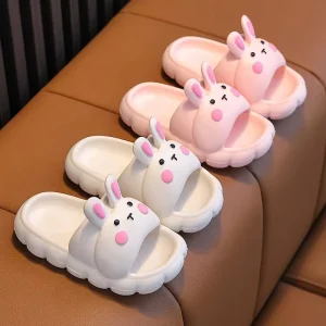 Summer Children Girls Kids Cartoon Rabbit Animal PVC Open Toe Anti Slip Slipper Sandals