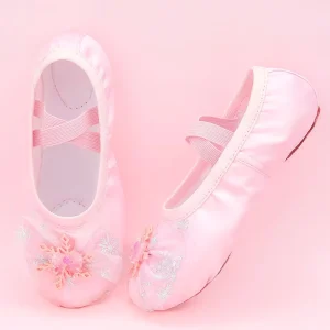 Summer Children’s Ballet Dancing Soft Sole Shoes Girls’ Special Pink Satin Performance Shoes Without Laces